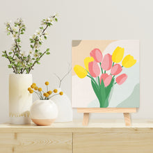 Carica l&#39;immagine nel visualizzatore di Gallery, Mini Kit da Dipingere con i Numeri 20x20cm con cornice Bouquet di tulipani