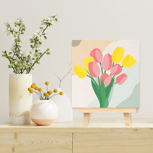 Mini Kit da Dipingere con i Numeri 20x20cm con cornice Bouquet di tulipani