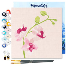 Carica l&#39;immagine nel visualizzatore di Gallery, Mini Kit da Dipingere con i Numeri 20x20cm con cornice Ramo di Orchidea 2