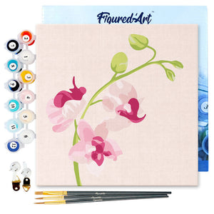 Mini Kit da Dipingere con i Numeri 20x20cm con cornice Ramo di Orchidea 2