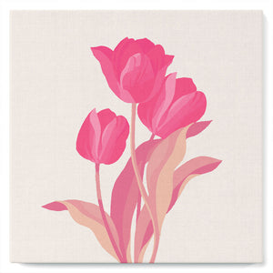 Mini Kit da Dipingere con i Numeri 20x20cm con cornice 3 tulipani rosa