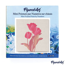 Carica l&#39;immagine nel visualizzatore di Gallery, Mini Kit da Dipingere con i Numeri 20x20cm con cornice 3 tulipani rosa