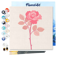 Carica l&#39;immagine nel visualizzatore di Gallery, Mini Kit da Dipingere con i Numeri 20x20cm con cornice Stelo di rosa