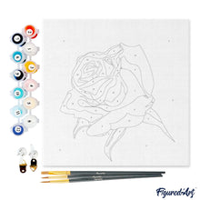 Carica l&#39;immagine nel visualizzatore di Gallery, Mini Kit da Dipingere con i Numeri 20x20cm con cornice Corolla di rosa