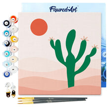 Carica l&#39;immagine nel visualizzatore di Gallery, Mini Kit da Dipingere con i Numeri 20x20cm con cornice Cactus