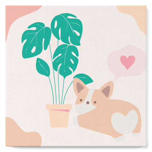Mini Kit da Dipingere con i Numeri 20x20cm con cornice Cagnolino innamorato