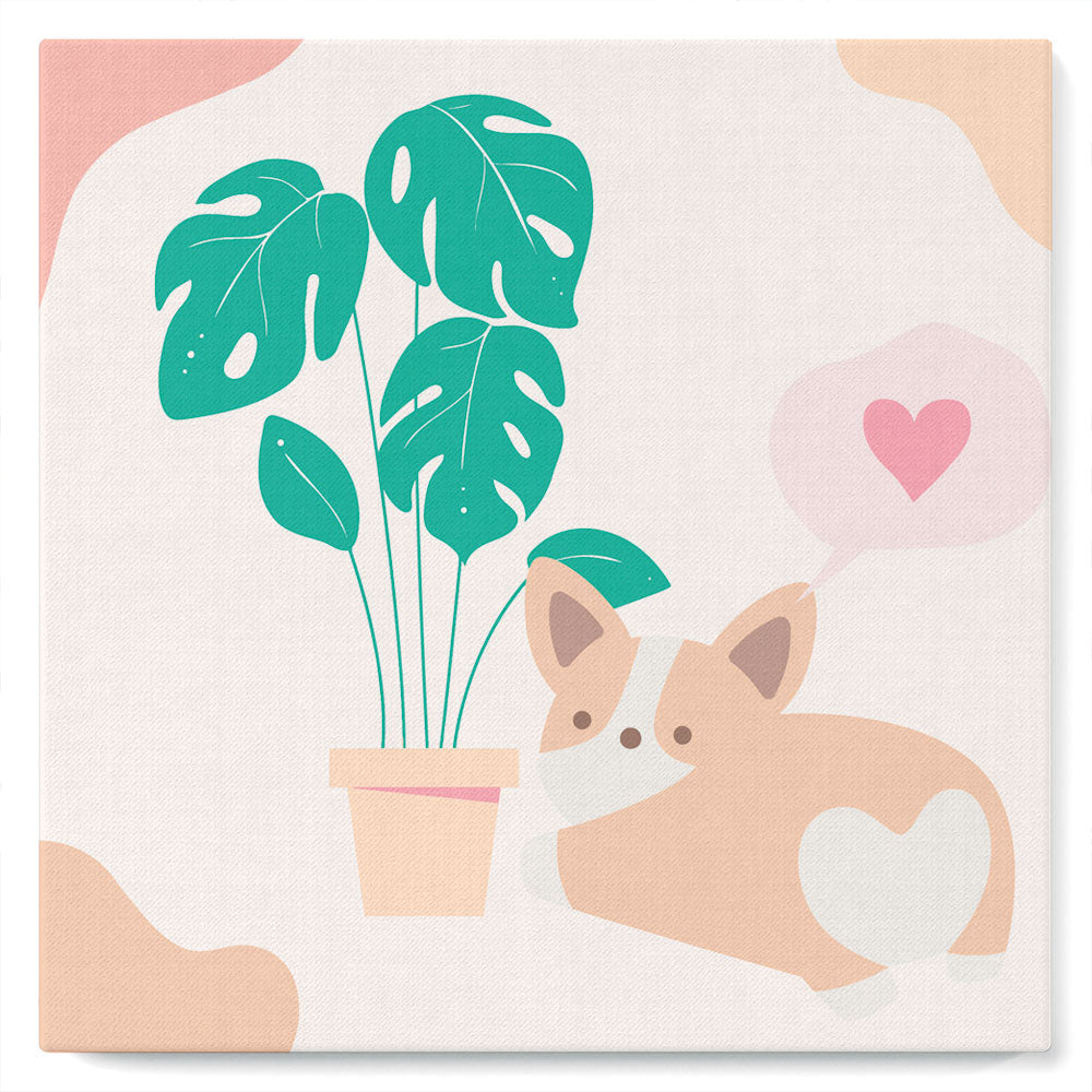 Mini Kit da Dipingere con i Numeri 20x20cm con cornice Cagnolino innamorato