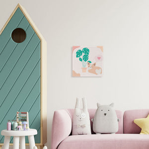 Mini Kit da Dipingere con i Numeri 20x20cm con cornice Cagnolino innamorato