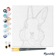 Carica l&#39;immagine nel visualizzatore di Gallery, Mini Kit da Dipingere con i Numeri 20x20cm con cornice Coniglio bianco