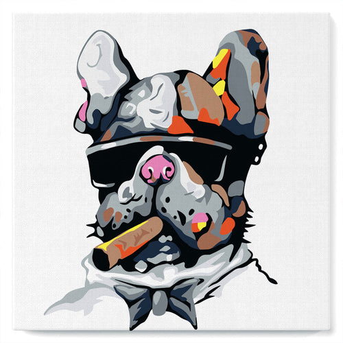 Mini Kit da Dipingere con i Numeri 20x20cm con cornice Bull dog cool
