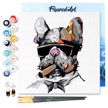 Carica l&#39;immagine nel visualizzatore di Gallery, Mini Kit da Dipingere con i Numeri 20x20cm con cornice Bull dog cool