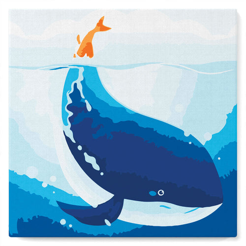 Mini Kit da Dipingere con i Numeri 20x20cm con cornice Balena Blu