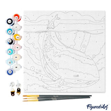 Carica l&#39;immagine nel visualizzatore di Gallery, Mini Kit da Dipingere con i Numeri 20x20cm con cornice Balena Blu