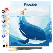 Carica l&#39;immagine nel visualizzatore di Gallery, Mini Kit da Dipingere con i Numeri 20x20cm con cornice Balena Blu