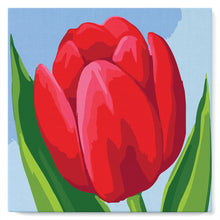 Carica l&#39;immagine nel visualizzatore di Gallery, Mini Kit da Dipingere con i Numeri 20x20cm con cornice Tulipano rosso