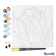 Carica l&#39;immagine nel visualizzatore di Gallery, Mini Kit da Dipingere con i Numeri 20x20cm con cornice Tulipano rosso
