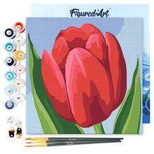 Carica l&#39;immagine nel visualizzatore di Gallery, Mini Kit da Dipingere con i Numeri 20x20cm con cornice Tulipano rosso
