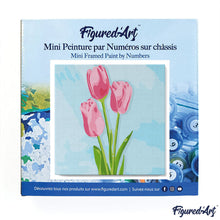 Carica l&#39;immagine nel visualizzatore di Gallery, Mini Kit da Dipingere con i Numeri 20x20cm con cornice Tulipani e cielo azzurro
