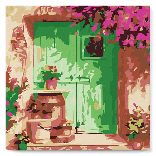 Mini Kit da Dipingere con i Numeri 20x20cm con cornice Ingresso fiorito