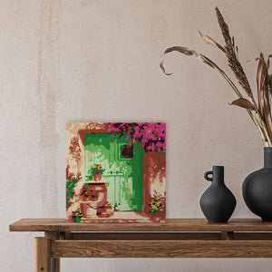 Mini Kit da Dipingere con i Numeri 20x20cm con cornice Ingresso fiorito