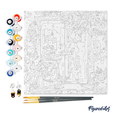 Carica l&#39;immagine nel visualizzatore di Gallery, Mini Kit da Dipingere con i Numeri 20x20cm con cornice Ingresso fiorito