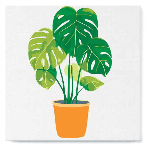 Mini Kit da Dipingere con i Numeri 20x20cm con cornice Monstera in vaso