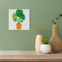 Carica l&#39;immagine nel visualizzatore di Gallery, Mini Kit da Dipingere con i Numeri 20x20cm con cornice Monstera in vaso
