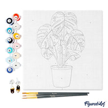 Carica l&#39;immagine nel visualizzatore di Gallery, Mini Kit da Dipingere con i Numeri 20x20cm con cornice Monstera in vaso