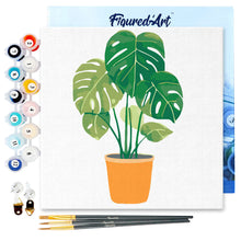 Carica l&#39;immagine nel visualizzatore di Gallery, Mini Kit da Dipingere con i Numeri 20x20cm con cornice Monstera in vaso