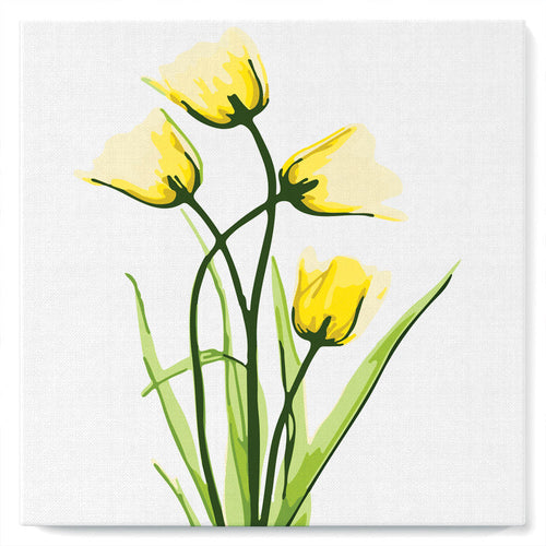 Mini Kit da Dipingere con i Numeri 20x20cm con cornice Bei fiori gialli
