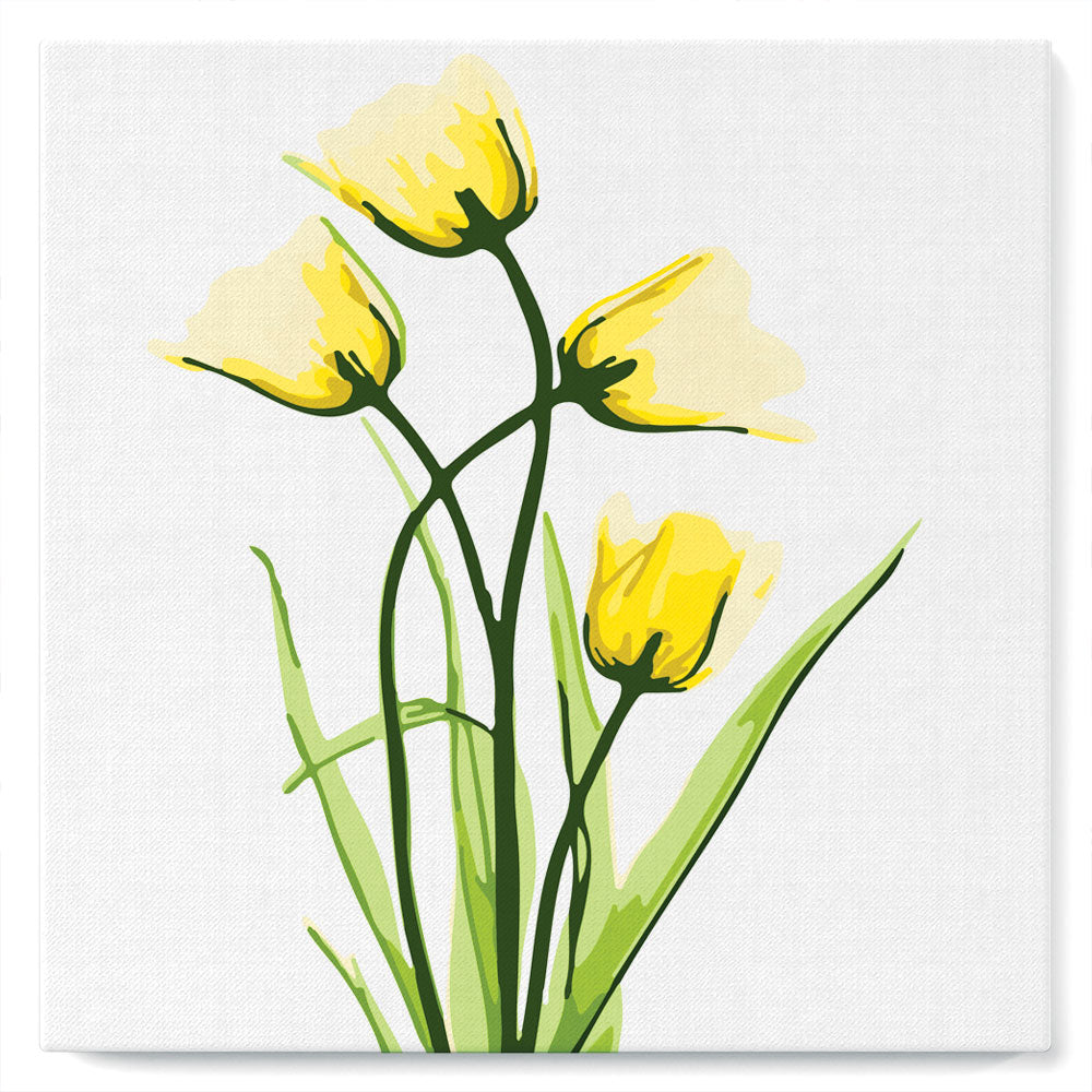 Mini Kit da Dipingere con i Numeri 20x20cm con cornice Bei fiori gialli