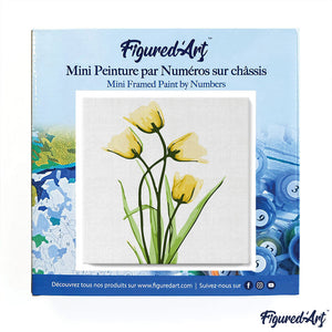 Mini Kit da Dipingere con i Numeri 20x20cm con cornice Bei fiori gialli