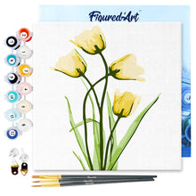 Carica l&#39;immagine nel visualizzatore di Gallery, Mini Kit da Dipingere con i Numeri 20x20cm con cornice Bei fiori gialli