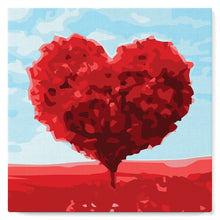 Carica l&#39;immagine nel visualizzatore di Gallery, Mini Kit da Dipingere con i Numeri 20x20cm con cornice Heart Red Tree