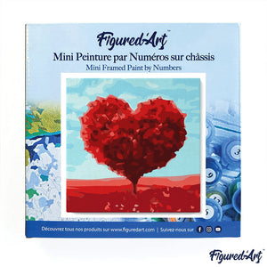 Mini Kit da Dipingere con i Numeri 20x20cm con cornice Heart Red Tree