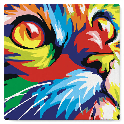 Mini Kit da Dipingere con i Numeri 20x20cm con cornice Felino Pop Art