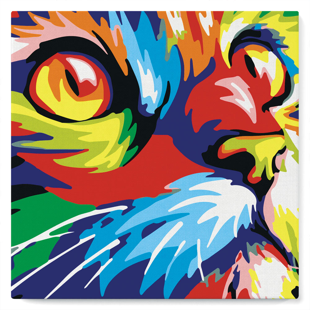 Mini Kit da Dipingere con i Numeri 20x20cm con cornice Felino Pop Art