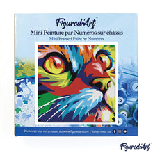 Carica l&#39;immagine nel visualizzatore di Gallery, Mini Kit da Dipingere con i Numeri 20x20cm con cornice Felino Pop Art