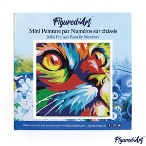 Mini Kit da Dipingere con i Numeri 20x20cm con cornice Felino Pop Art