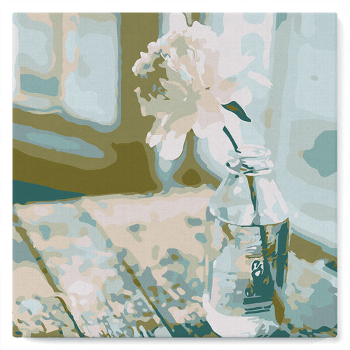 Mini Kit da Dipingere con i Numeri 20x20cm con cornice Fiore bianco