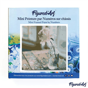 Mini Kit da Dipingere con i Numeri 20x20cm con cornice Fiore bianco
