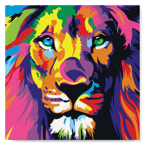 Mini Kit da Dipingere con i Numeri 20x20cm con cornice Leone Pop Art