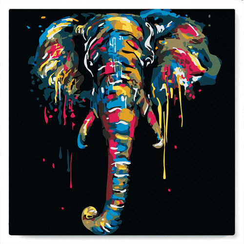 Mini Kit da Dipingere con i Numeri 20x20cm con cornice Elefante