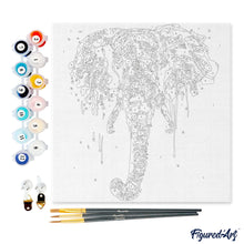 Carica l&#39;immagine nel visualizzatore di Gallery, Mini Kit da Dipingere con i Numeri 20x20cm con cornice Elefante
