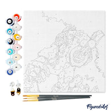 Carica l&#39;immagine nel visualizzatore di Gallery, Mini Kit da Dipingere con i Numeri 20x20cm con cornice Scimmia con le cuffie