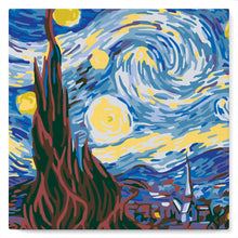 Carica l&#39;immagine nel visualizzatore di Gallery, Mini Kit da Dipingere con i Numeri 20x20cm con cornice Notte stellata - Van Gogh