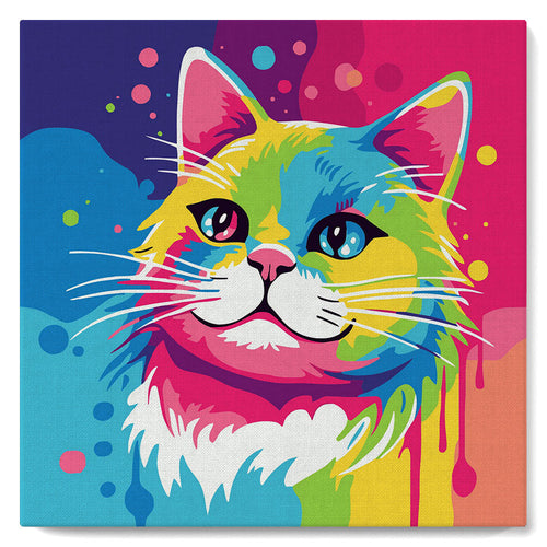 Mini Kit da Dipingere con i Numeri con cornice Gatto Pop Art Astratto