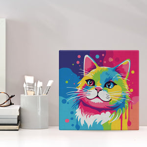 Mini Kit da Dipingere con i Numeri 20x20cm con cornice Gatto Pop Art Astratto