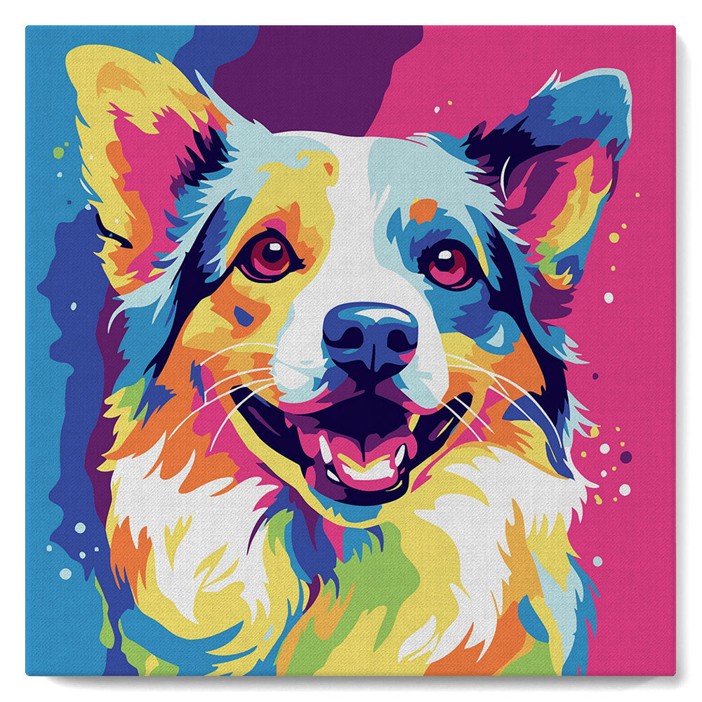 Mini Kit da Dipingere con i Numeri con cornice Cane Pop Art Astratto