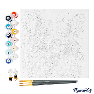 Mini Kit da Dipingere con i Numeri 20x20cm con cornice Cane Pop Art Astratto